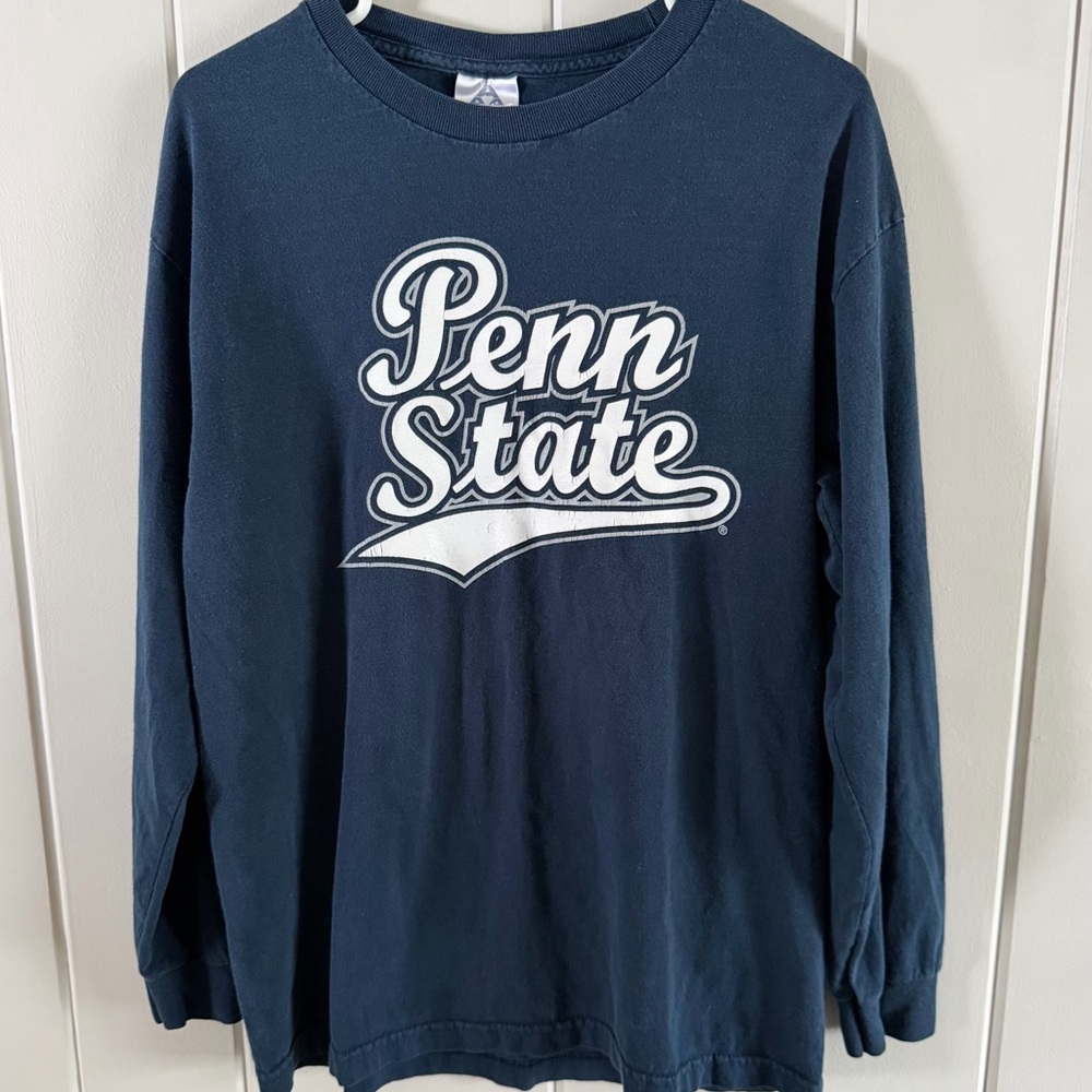 Penn State Y2K Long Sleeve Shirt Faded Navy Logo Large